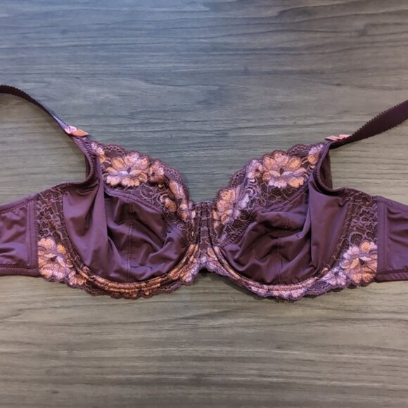 Adore Me Zita Bra Unlined Full Coverage Underwire Floral Lace Satin Bow 42D - Picture 12 of 16